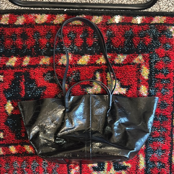 Allsaints Odette Leather Tote in Black Shine Leather - Picture 2 of 6